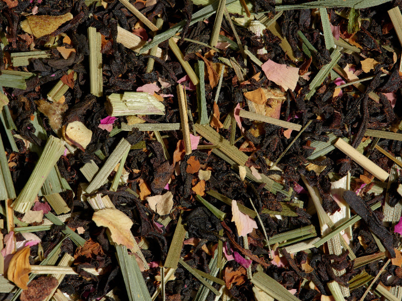 Lift The Grey tea loose leaf tea leaves on a flat surface.